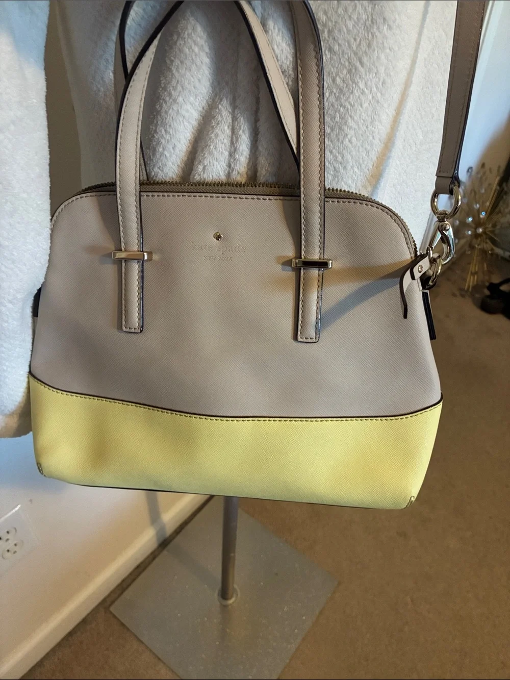 kate spade Cedar Street Maise Handbag yellow & gray colorblock satchel crossbody